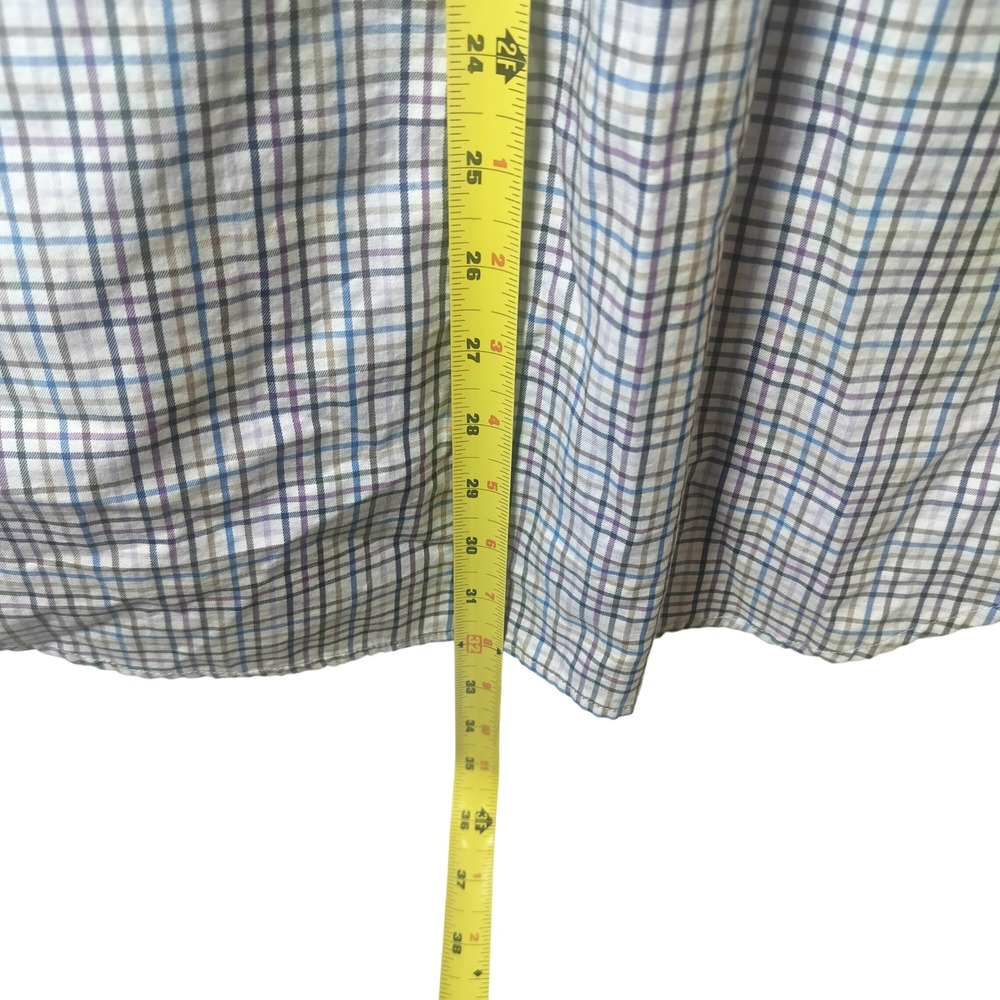 Peter Millar Mens Large Tattersall‎ Check Button Down Shirt Blue Purple MF19W11 - Picture 3 of 7